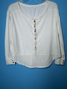 Free People We The Free Spirit High-Low Henley Top White